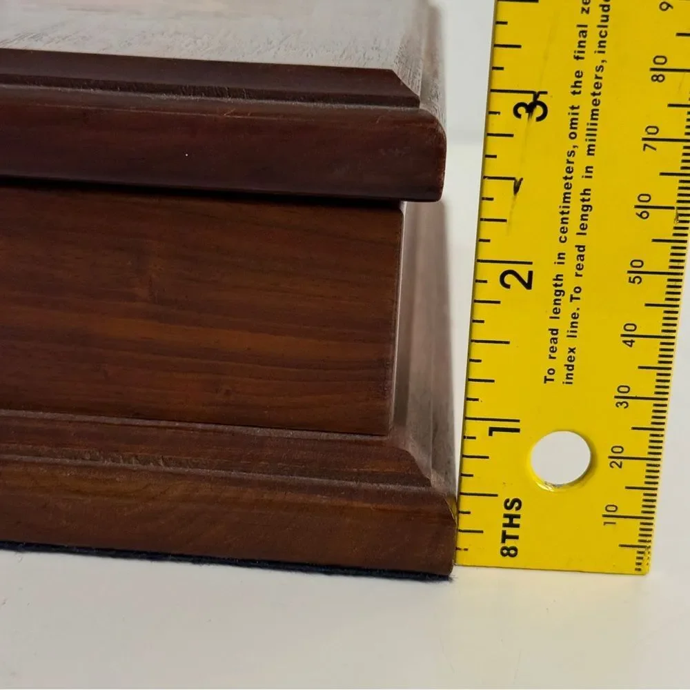 Walnut Rose Inlaid Wooden Trinket Box 9x6
